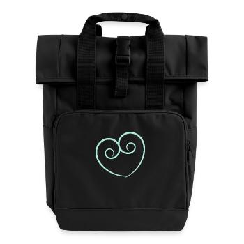 HERZ. HERZ. HEILIGER VALENTIN. LIEBE. LIEBE. HERZ - Rolltop Rucksack mit zwei Griffen - Schwarz - Vorne