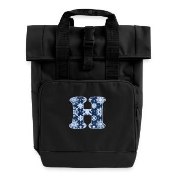 Letter H Snowflakes - Roll Top Backpack with Two Handles - black - Front