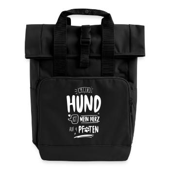 Herz auf vier Pfoten - Rolltop Rucksack mit zwei Griffen - Schwarz - Vorne