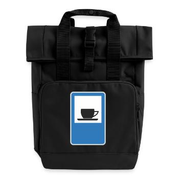 Road sign cafe - Roll Top Backpack with Two Handles - black - Front