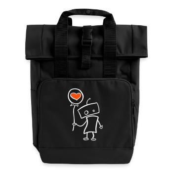 Verliebter Roboter mit Herz - Rolltop Rucksack mit zwei Griffen - Schwarz - Vorne