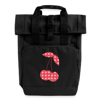 cherries - Roll Top Backpack with Two Handles - black - Front