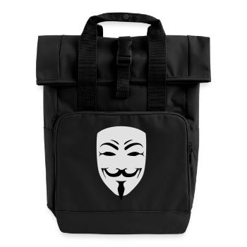 anonymous happy mask internet hack - Roll Top Backpack with Two Handles - black - Front