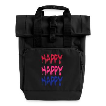 Happy - Rolltop Rucksack mit zwei Griffen - Schwarz - Vorne