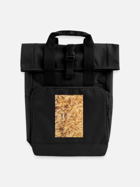 Getreide - Rolltop Rucksack mit zwei Griffen - Schwarz