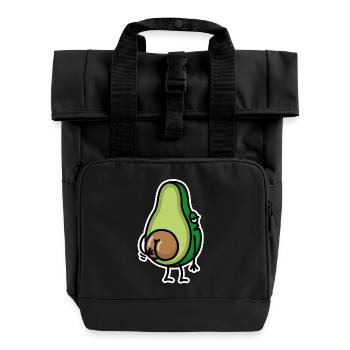 Funny avocado butt scratching ass gift idea - Roll Top Backpack with Two Handles - black - Front