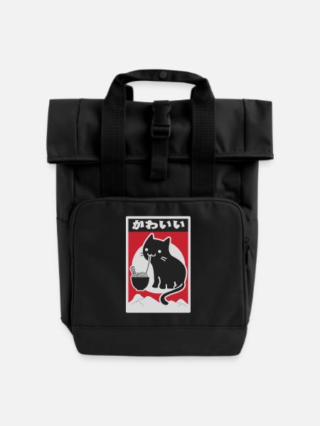 neko black love ramen - Sac à dos Roll Top à deux anses - noir