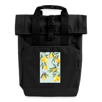 Zitronen - Rolltop Rucksack mit zwei Griffen - Schwarz - Vorne