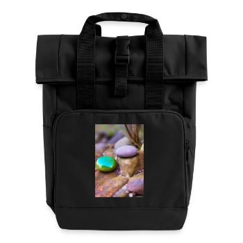 Colorful stones - Roll Top Backpack with Two Handles - black - Front