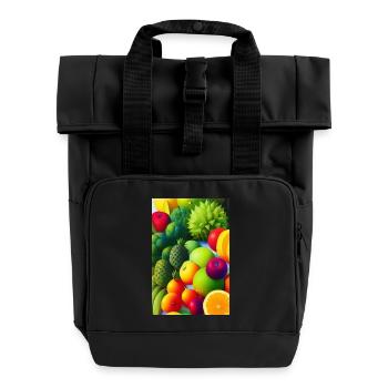 Fruit - Roll Top Backpack with Two Handles - black - Front