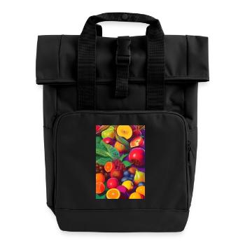 Fruit - Roll Top Backpack with Two Handles - black - Front