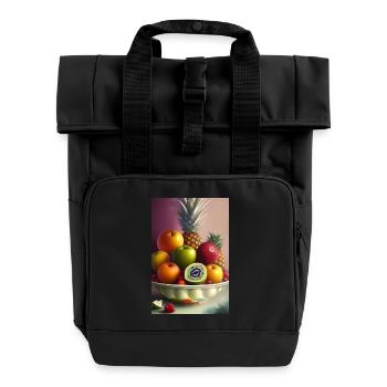 Fruit - Roll Top Backpack with Two Handles - black - Front