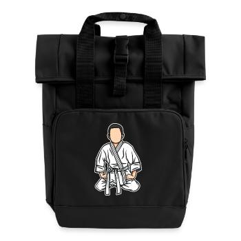 Funny judo kid - Roll Top Backpack with Two Handles - black - Front