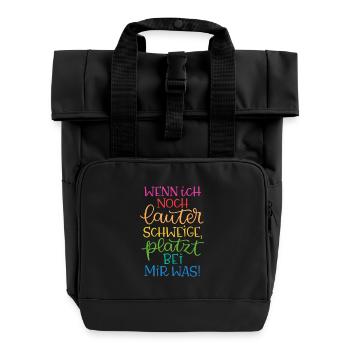 Lauter Schweigen Regenbogen - Rolltop Rucksack mit zwei Griffen - Schwarz - Vorne