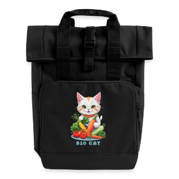 Organic Cat - Roll Top Backpack with Two Handles - black - Front