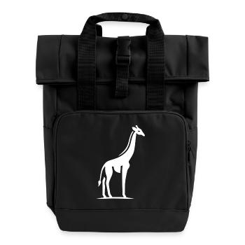 Giraffe Africa Silhouette Minimalist - Roll Top Backpack with Two Handles - black - Front