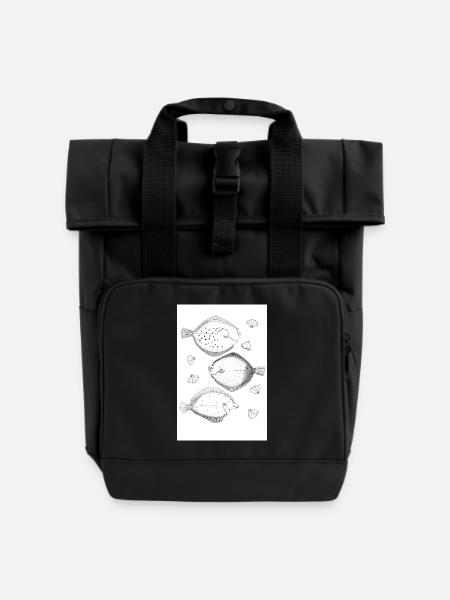 Flatfish poster - Roll Top Backpack with Two Handles - black