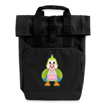 Perroquet flamant rose - Sac à dos Roll Top à deux anses - noir - Devant