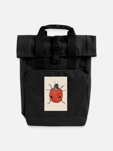 Ladybug 2 Poster - Roll Top Backpack with Two Handles - black