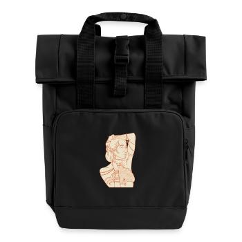 Linear woman covered in gold - Roll Top Backpack with Two Handles - black - Front