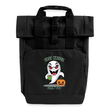 Evil spirit with coffee - Roll Top Backpack with Two Handles - black - Front