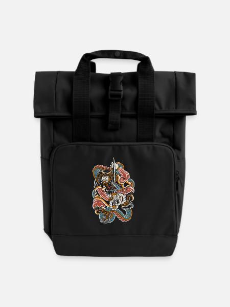 01 SERPENT SAMURAÏ - Sac à dos Roll Top à deux anses - noir