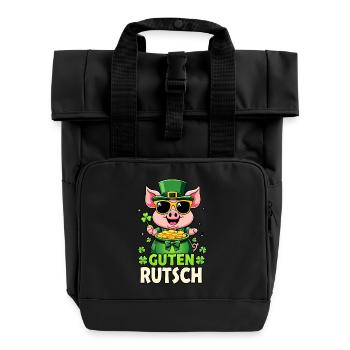 Guten Rutsch - Glücksschwein Silvester - Rolltop Rucksack mit zwei Griffen - Schwarz - Vorne