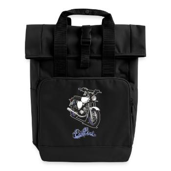 S51 (weiß) // Illustration - Rolltop Rucksack mit zwei Griffen - Schwarz - Vorne