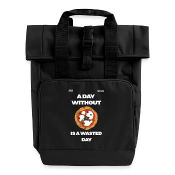 A day without pizza is a day lost - Roll Top Backpack with Two Handles - black - Front