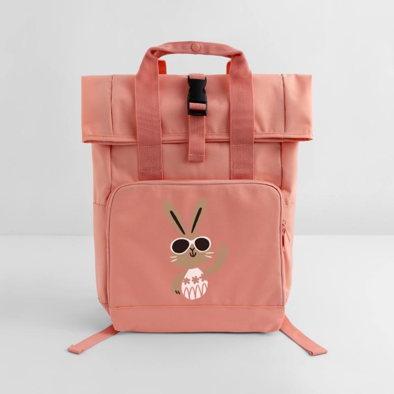 Happy Easter - Easter Bunny - Easter Egg - Gift Roll Top Backpack with Two Handles