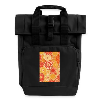 Vintage Floral Pattern - Roll Top Backpack with Two Handles - black - Front