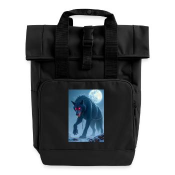 Fenrir Monströser Wolf, der dazu bestimmt ist, Odin zu töten - Rolltop Rucksack mit zwei Griffen - Schwarz - Vorne