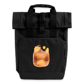 Mountain glow - Roll Top Backpack with Two Handles - black - Front