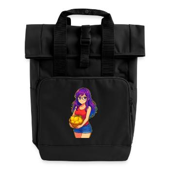 Young woman with lemon basket - Roll Top Backpack with Two Handles - black - Front