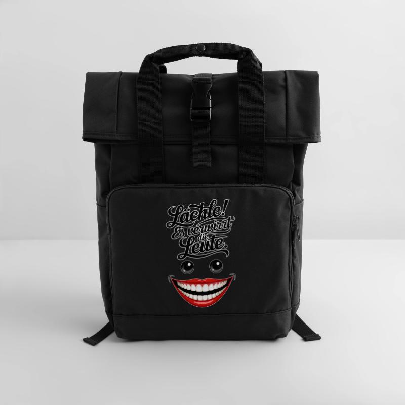 Always smiling Roll Top Backpack with Two Handles