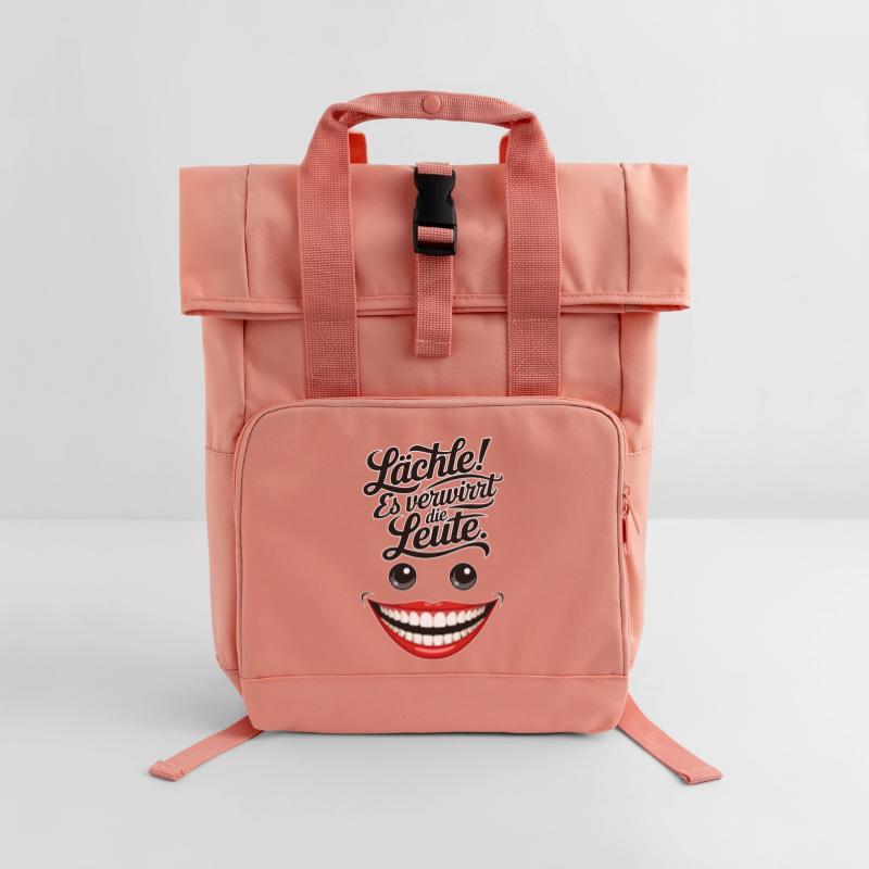 Always smiling Roll Top Backpack with Two Handles