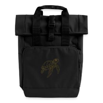 Simple Filigree Turtle - Roll Top Backpack with Two Handles - black - Front