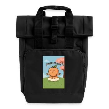 Innerer Pfirsich - Rolltop Rucksack mit zwei Griffen - Schwarz - Vorne