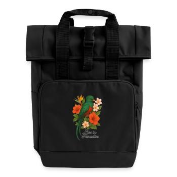Vivre au paradis – Oiseau de paradis tropical - Sac à dos Roll Top à deux anses - noir - Devant