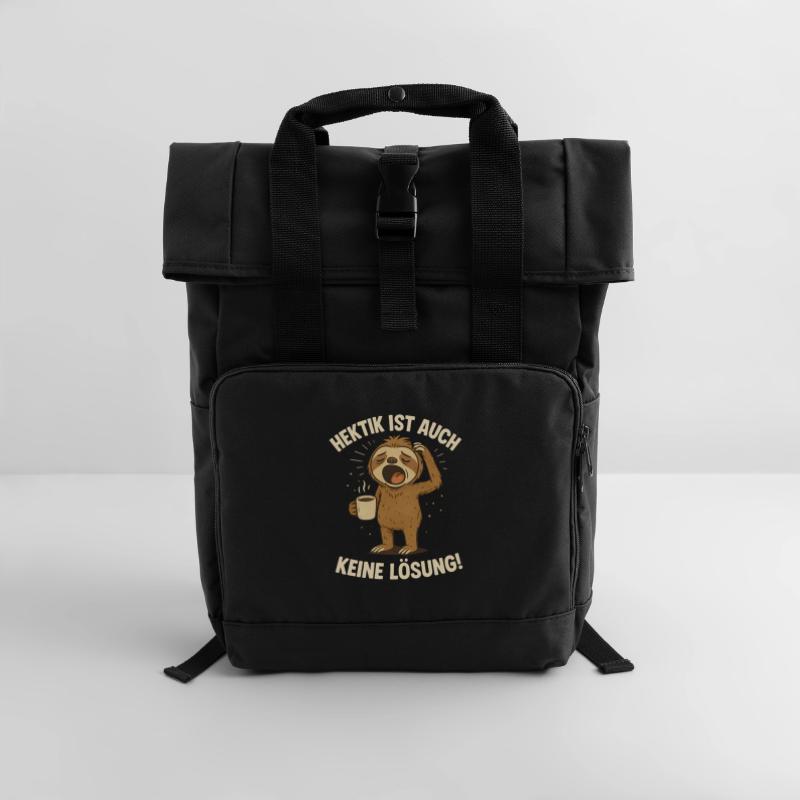 Sloth Gift Late Riser Sloth Office Roll Top Backpack with Two Handles