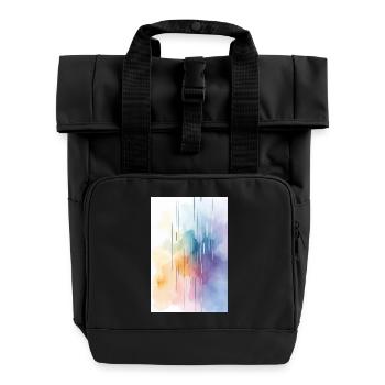 Watercolors Abstract, Watercolor Art Colored - Roll Top Backpack with Two Handles - black - Front