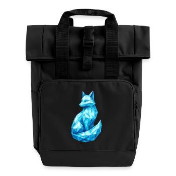 Diamant-Fuchs – Tierdesign in Edelstein-Optik - Rolltop Rucksack mit zwei Griffen - Schwarz - Vorne