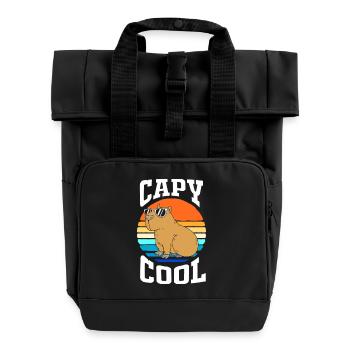 Capibara Capybara - Rolltop Rucksack mit zwei Griffen - Schwarz - Vorne