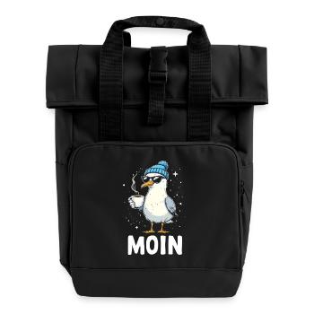 Moin Seagull Coffee Küste Norddeutschland - Rolltop Rucksack mit zwei Griffen - Schwarz - Vorne