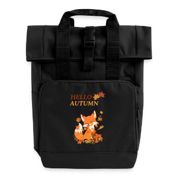 Renard espiègle avec des feuilles - Sac à dos Roll Top à deux anses - noir - Devant