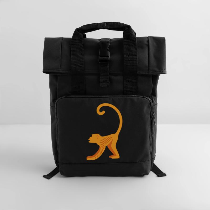 Orangutan line logo Roll Top Backpack with Two Handles
