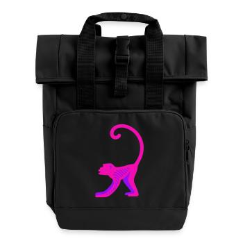 Neon Pink Monkey - Rolltop Rucksack mit zwei Griffen - Schwarz - Vorne