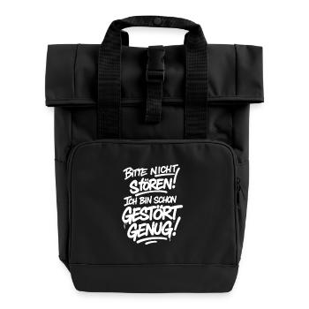Bitte nicht stören ich bin schon gestört genug  - Rolltop Rucksack mit zwei Griffen - Schwarz - Vorne