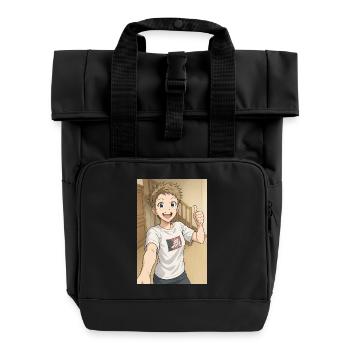 Hero Manga Smile - Roll Top Backpack with Two Handles - black - Front