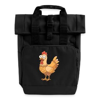 Lustiges Huhn Cartoon Bauernhof Humor - Rolltop Rucksack mit zwei Griffen - Schwarz - Vorne